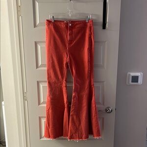 FREE PEOPLE - Flared Red Denim Pants